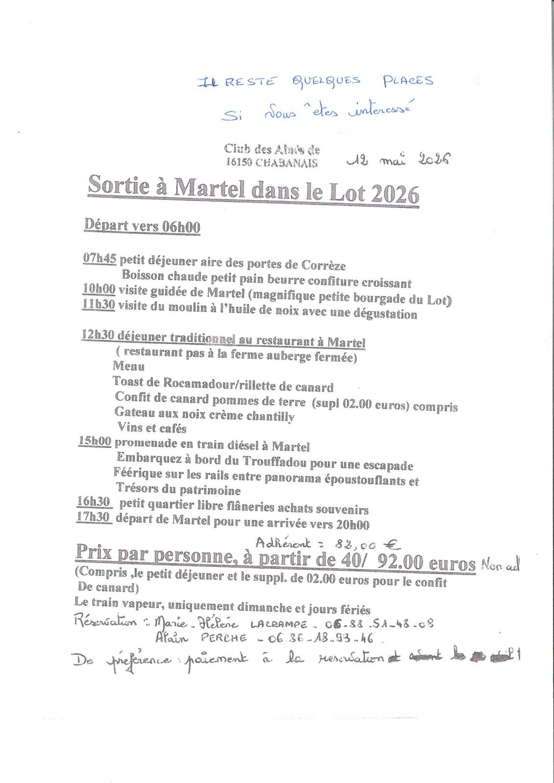 Sortie club des aînés