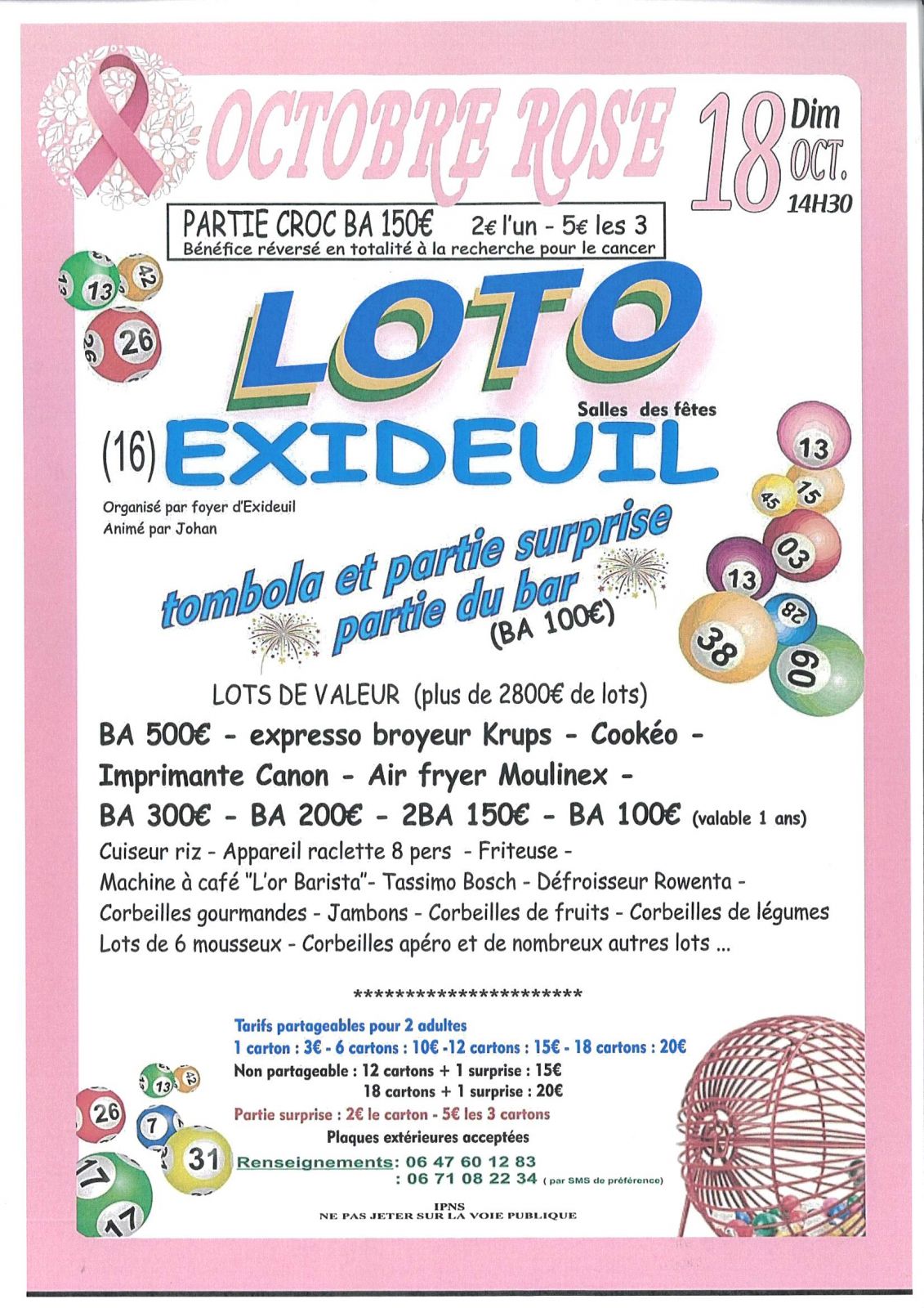 Loto du foyer spécial Octobre Rose